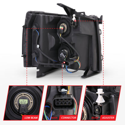 Anzo Chevy Silverado 07-13 Crystal Headlight Black Amber 111393 Photo - Unmounted