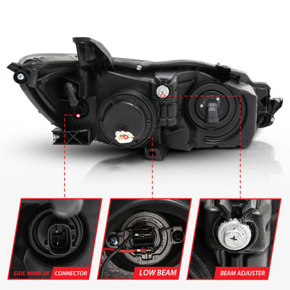 Anzo Projector Headlights W/ Plank Style Design Black w/Amber 15-16 Toyota 121518 Photo - Unmounted