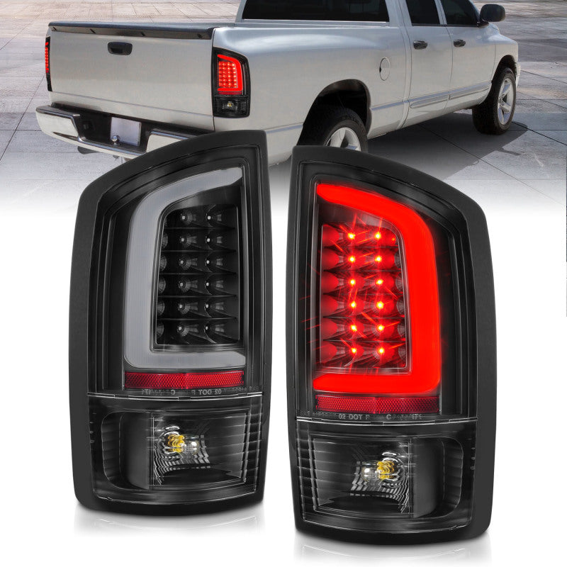 ANZO 2002-2006 Dodge  Ram 1500 LED Tail Lights w/ Light Bar Black Housing Clear Lens 311368 311368 Photo - Primary