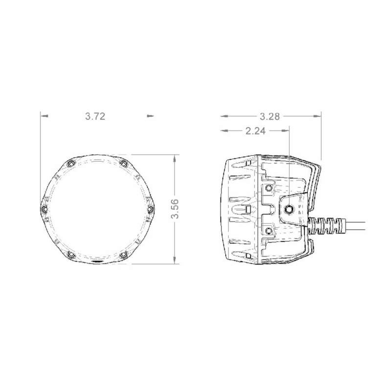 ARB Nacho 4in Offroad / SAE Combo Amber LED Light PM471 PM471 Technical Drawing
