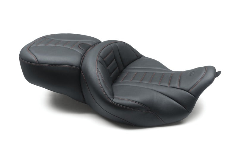 Mustang Motorcycle Mustang 08-21 Harley Electra Glide/Rd Glide/Rd King 1PC Seat Deluxe - Black w/ Red Stitching 79006AB 79006AB User 1