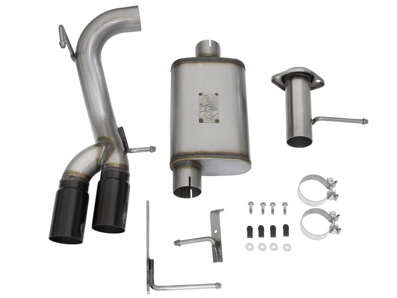 aFe Rebel Series 3in Stainless Steel Cat-Back Exhaust System w/Black Tip: 49-44061-B Photo - Unmounted