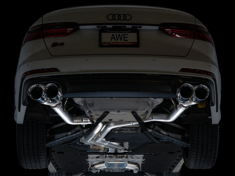 AWE Tuning 19-23 Audi C8 S6/S7 2.9T V6 AWD Track Edition Exhaust - Chrome Silver Tips 3020-42101 3020-42101 Photo - Mounted