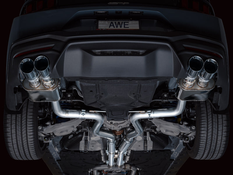 AWE Tuning AWE 2024 Ford Mustang GT Fastback S650 RWD SwitchPath Catback Exhaust w/ Quad Chrome Silver Tips 3025-42650 3025-42650 Photo - Mounted