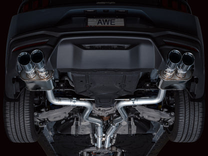 AWE Tuning AWE 2024 Ford Mustang GT Fastback S650 RWD SwitchPath Catback Exhaust w/ Quad Chrome Silver Tips 3025-42650 3025-42650 Photo - Mounted