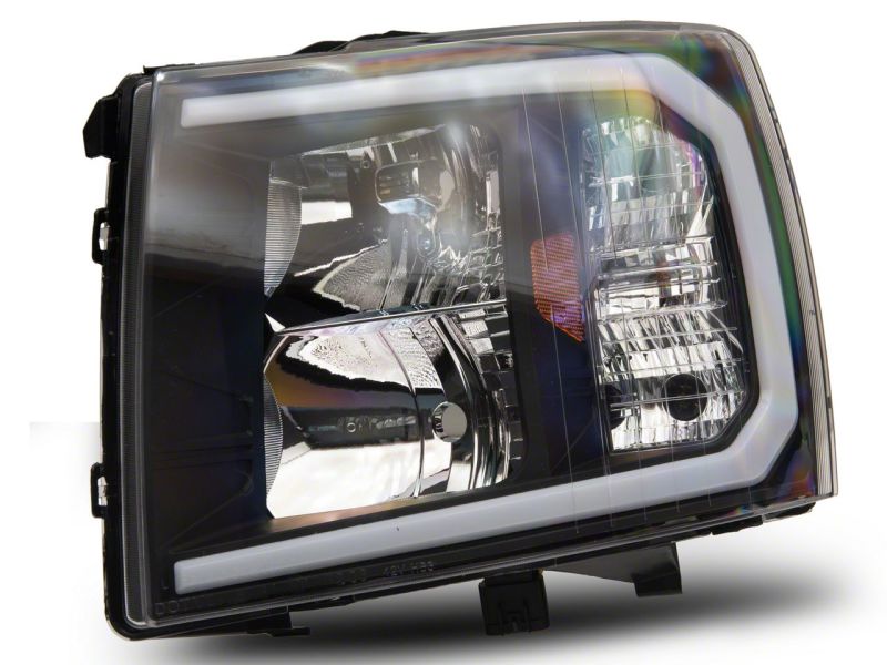 Raxiom 07-13 Chevrolet Silverado 1500 Axial Series Headlights w/ LED Bar- Blk Housing (Clear Lens) S138003 S138003 Photo - Close Up