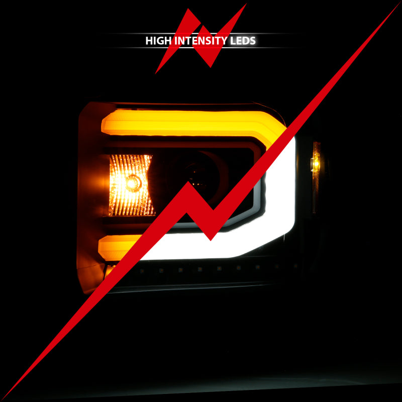 ANZO 2014-2015 Gmc Sierra 1500 Projector Headlight Plank Style Black w/ Switchback (Halogen Type) 111487 111487 User 5