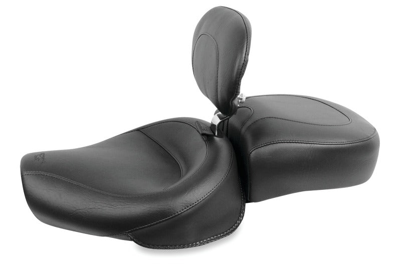 Mustang Motorcycle Mustang 82-03 Harley Sportster Wide Touring Solo Seat w/Driver Backrest - Black 79126 79126 Photo - Primary