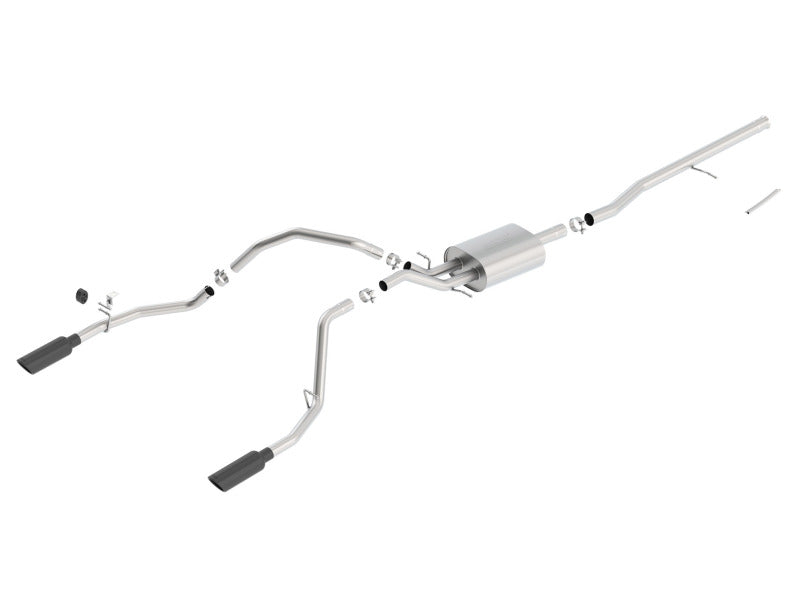 Borla 14 Sierra 1500 C/B S-Type Exh/2.75in Into Dual 2.25in Out 4in Split Rear Exit-Black Chrome 140536BC 140536BC Photo - Primary