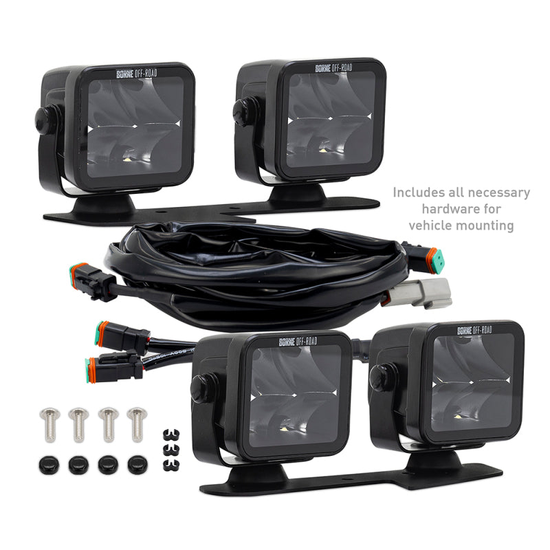 Borne Off-Road 21+ Bronco Light Pods 4pc Ditch 3x3 Flood Upfit BNLT-BR-21-DT4FU BNLT-BR-21-DT4FU Photo - Primary
