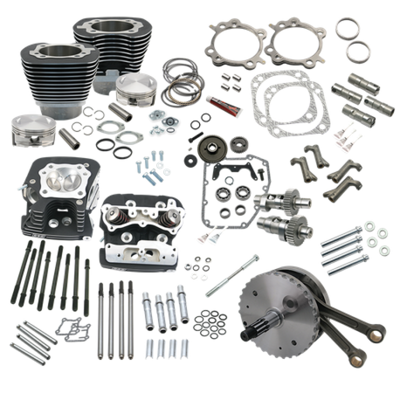 S&S Cycle 99-06 BT 124in Hot Set Up Kit W/ S&S Cylinder Heads - Wrinkle Black 900-0564 900-0564 User 1