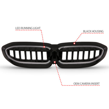 ANZO 19-22 BMW 3 Series Black Housing Full LED Front Grille w/ Initiation & Running Light 901027 901027 Photo - Unmounted