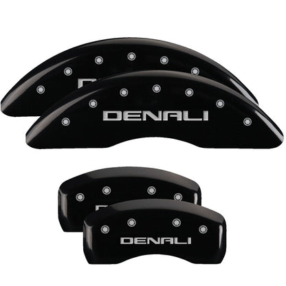 MGP 4 Caliper Covers Engraved Front & Rear Denali Black finish silver ch 34001SDNLBK 34001SDNLBK Photo - Primary