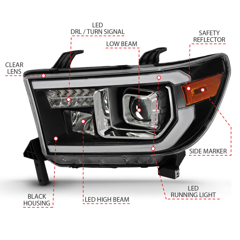 ANZO 2007-2014 Toyota Tundra Projector Light Bar H.L Black Amber(Led High Beam) (Halogen Version) 111447 111447 User 3