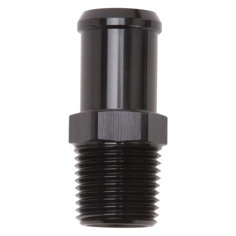 Edelbrock Hose End, Straight, 1/2" NPT TO 3/4" Barb, Black Anodize 8183 Photo - Primary