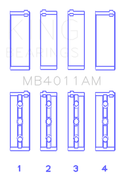 King Engine Bearings Toyota 1Mzfe (Size +0.25mm) Main Bearing Set MB4011AM0.25 MB4011AM0.25 Photo - Primary