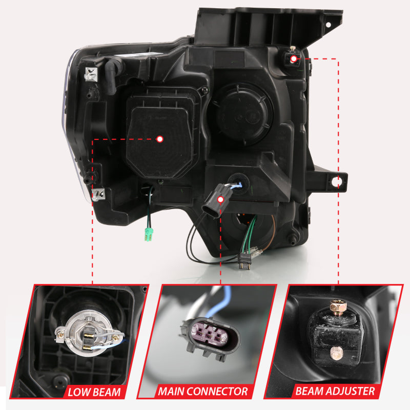 ANZO 2009-2013 Ford F-150 Projector Light Bar G4 Switchback H.L. Chrome Amber 111470 111470 Photo - Unmounted