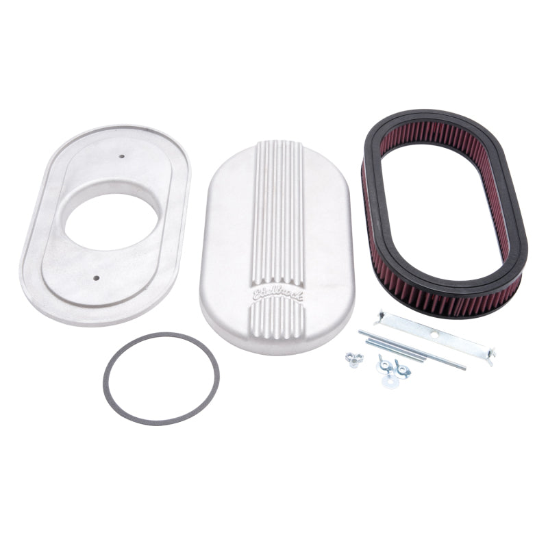 Edelbrock Air Cleaner, Classic Series, Oval, Aluminum Top, Cloth Element, 17.5 " 41159 Photo - out of package