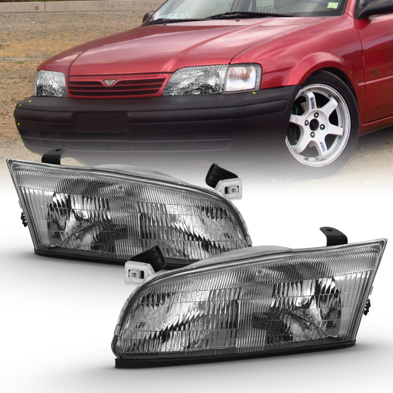 ANZO 1997-1999 Toyota Camry Crystal Headlight Chrome Amber(OE) 121555 121555 Photo - lifestyle view