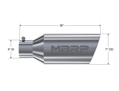MBRP Universal Tip 7inch O.D. Rolled End 4inch inlet 18inch length T5126 Photo - Close Up