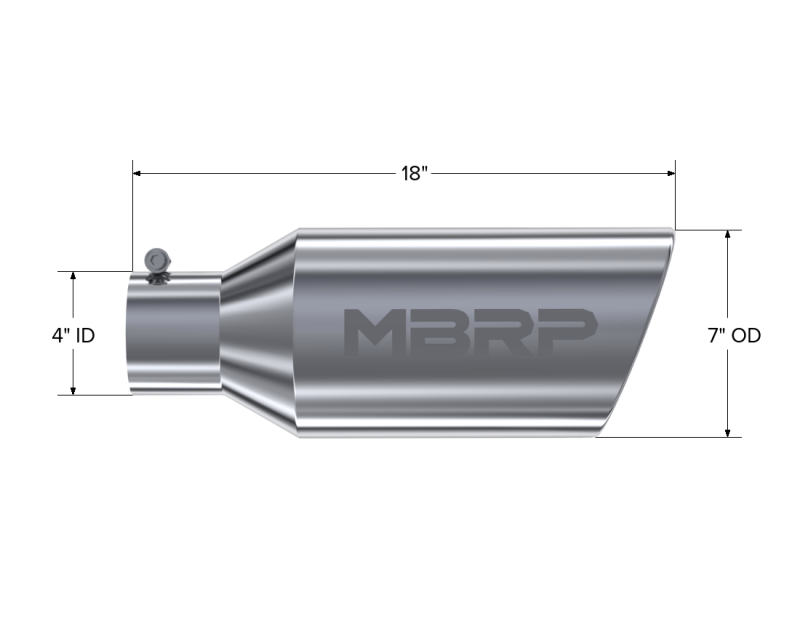 MBRP Universal Tip 7inch O.D. Rolled End 4inch inlet 18inch length T5126 Photo - Close Up