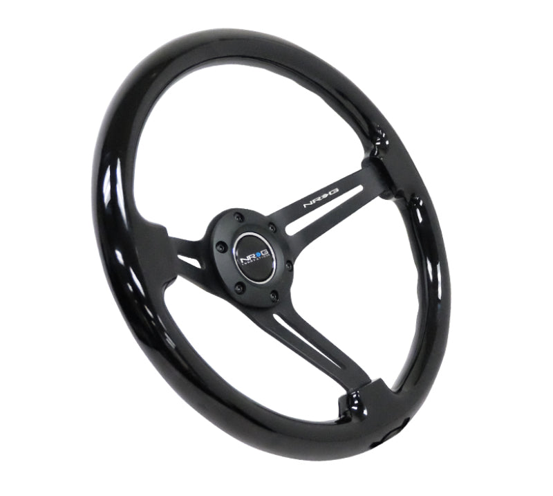 NRG Reinforced Classic Wood Grain Wheel, 350mm, 3 spoke Slotted Center RST-018BK-BK Photo - Primary