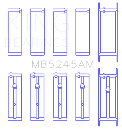 King Engine Bearings King 91-04 Nissan 146CI/2.4L KA24DE L4 / 89-97 146CI/2.4L KA24E L4  (Size +0.75) Main Bearing Set MB5245AM0.75 MB5245AM0.75 Photo - Primary