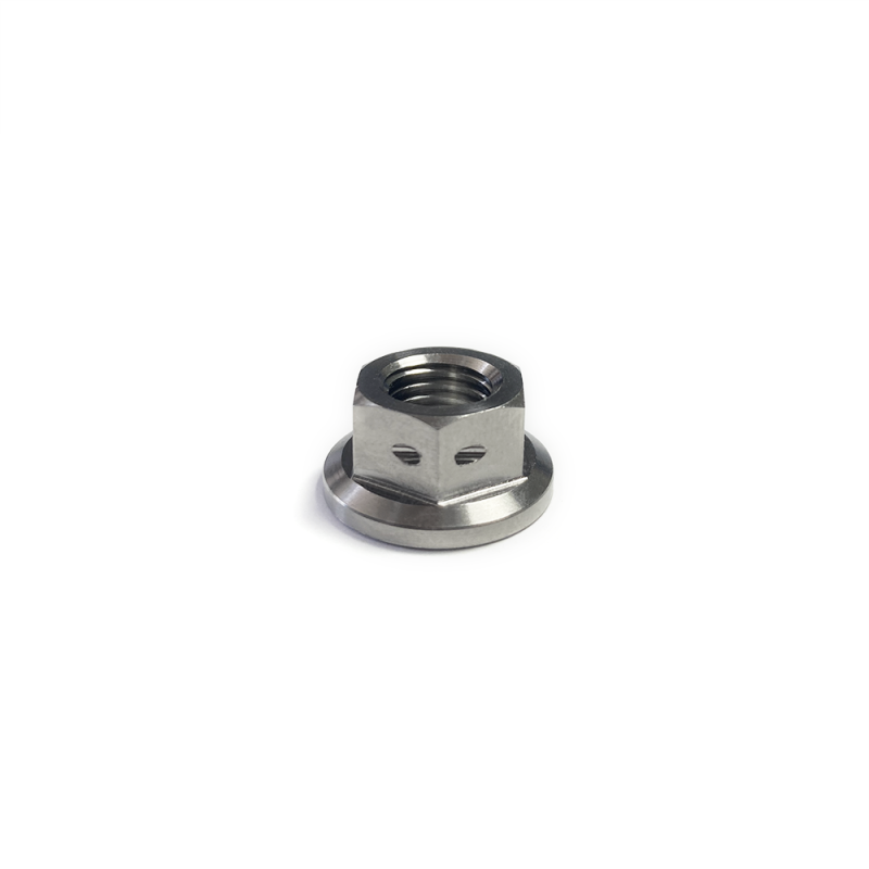 Ticon Industries Titanium Nut Flanged M10x1.25TP 14mm 6pt Head Drilled 126-10515-0510