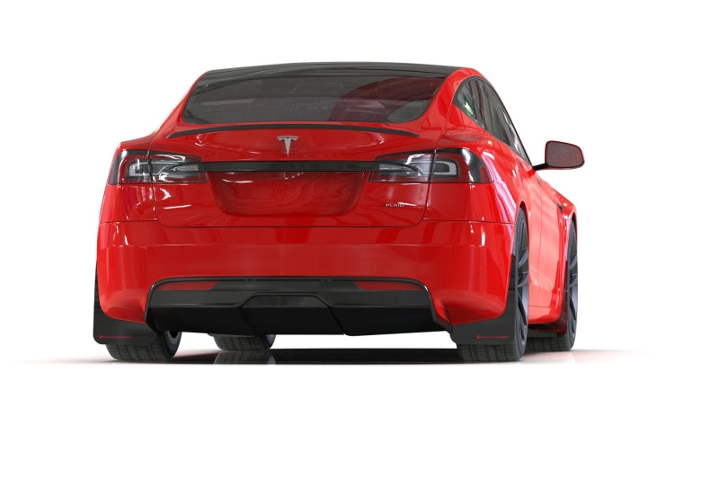 Rally Armor 21-23 Tesla Model S / S Plaid Black UR Mud Flap w/ White Logo MF101-UR-BLK-WH MF101-UR-BLK-WH User 1