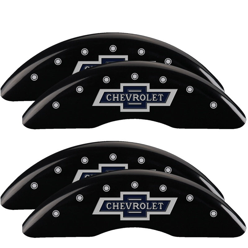 MGP 4 Caliper Covers Engraved F & R 100th Anniv Black Finish Silver Char 2019 Chevy Silverado 3500HD 14173SBANBK 14173SBANBK Photo - Primary