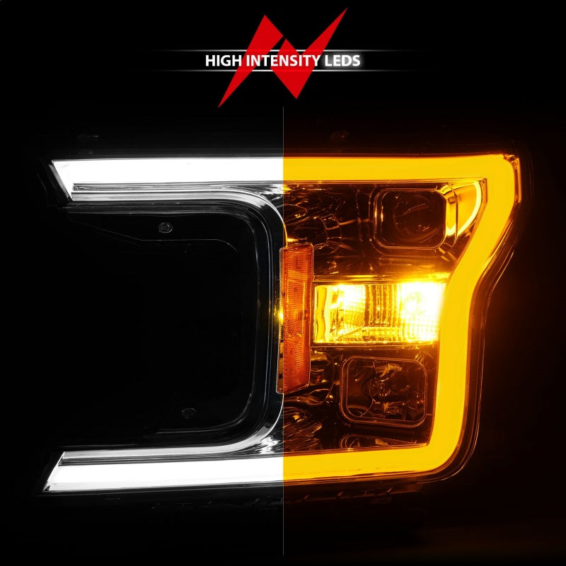 ANZO 2018-2020 Ford F-150 Projector Headlight w/Plank Style Switchback Chrome Housing 111510 111510 Photo - Unmounted