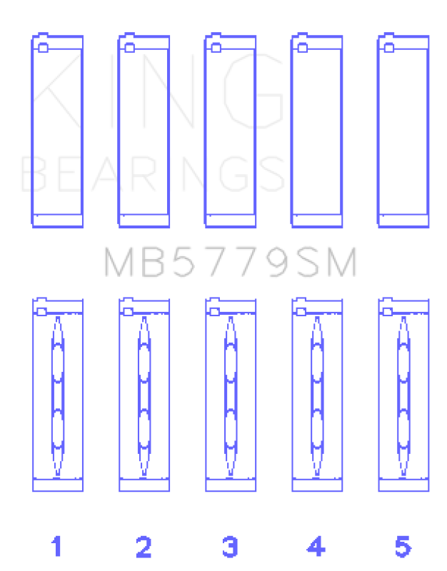 King Engine Bearings King Audi CDAA / CDHA / CDHB / CDAB (Size STD) Main Bearing Set (Set of 5) MB5779SM MB5779SM Photo - Primary