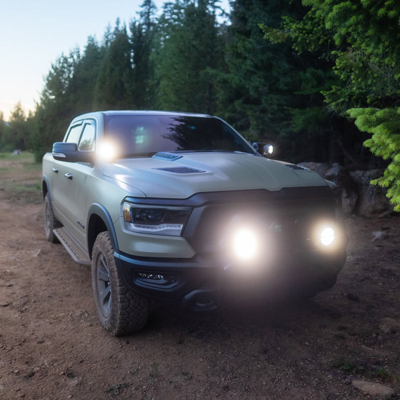 Rigid Industries 2019+ Dodge RAM 1500 and 2019+ TRX A-Pillar 4" 360-Series LED Light Kit 46718 46718 Photo - Mounted