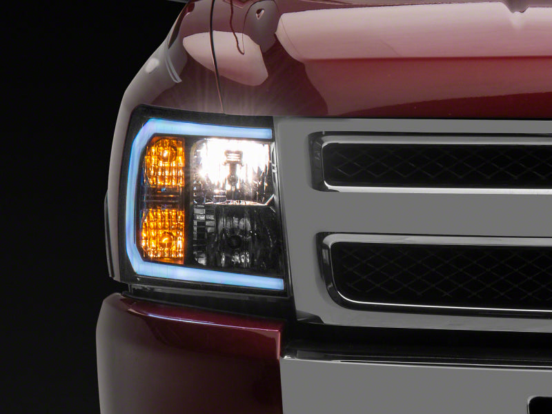 Raxiom 07-13 Chevrolet Silverado 1500 Axial Series Headlights w/ LED Bar- Blk Housing (Clear Lens) S138003 S138003 Photo - Primary