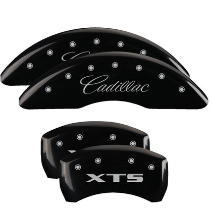 MGP 4 Caliper Covers Engraved Front Cadillac Engraved Rear XTS Black finish silver ch 35008SXTSBK 35008SXTSBK Photo - Primary