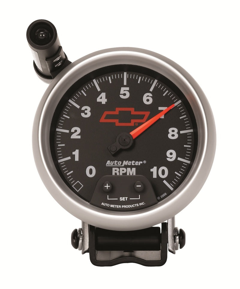 Autometer Tacho 3 3/4" 10k RPM Pedestal w Quick-Lite GM Bowtie Black 3690-00406 User 2