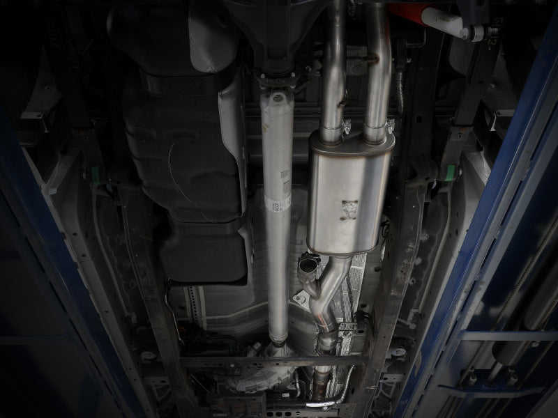 aFe Gemini XV 4in to Dual 3in 304 SS Cat-Back Exhaust w/ Cutout 19-21 GM Silverado/Sierra V8-6.2L 49-34140 49-34140 Photo - Mounted