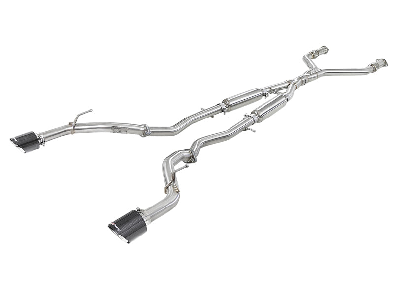 aFe Takeda 2.5in 304 SS Cat-Back Exhaust System w/ Carbon Fiber Tips 16-18 Infiniti Q50 V6-3.0L (tt) 49-36132NM-C 49-36132NM-C Photo - Primary