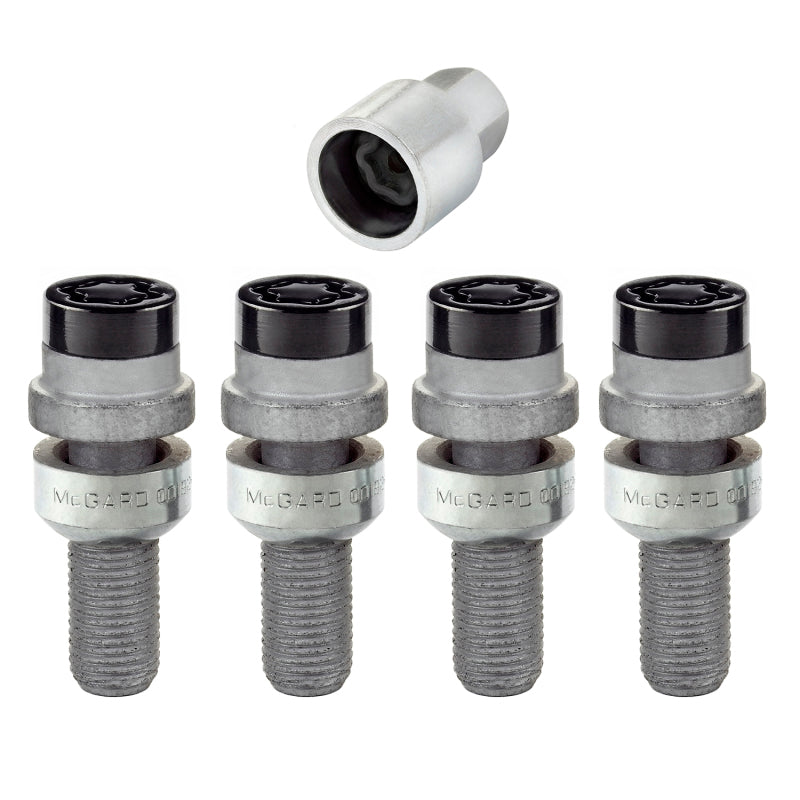 McGard Wheel Lock Bolt Set - 4pk. (Radius Seat) M14X1.5 / 17mm Hex / 28.2mm Shank Length - Black 28320 28320 Photo - out of package