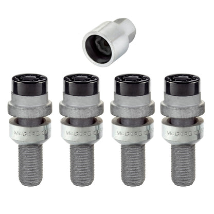McGard Wheel Lock Bolt Set - 4pk. (Radius Seat) M14X1.5 / 17mm Hex / 28.2mm Shank Length - Black 28320 28320 Photo - out of package