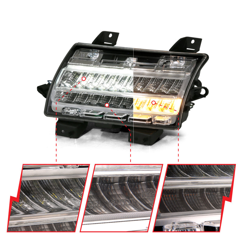 ANZO 18-19 Jeep Wrangler JL Halogen Chrome Clear w/ Sequential Signal 511083 511083 Photo - Close Up