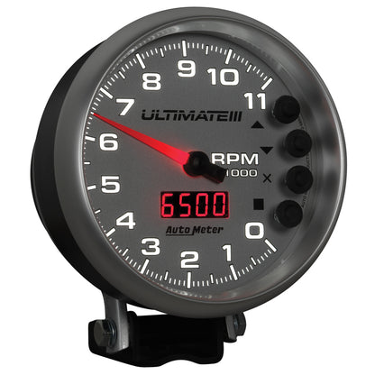 Autometer 5 inch Ultimate III Playback Tachometer 11000 RPM - Silver 6886 6886 User 6