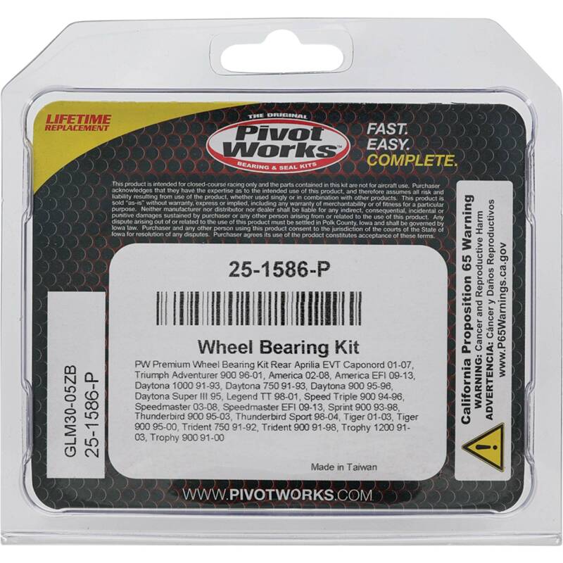 Pivot Works Aprilia, Triumph Wheel Bearing Kit Premium Bearings 25-1586-P 25-1586-P Photo - Primary