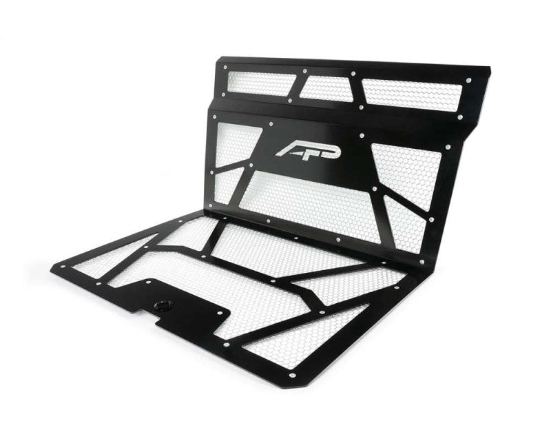 Agency Power 14-18 Polaris RZR XP 1000 / XP Turbo Vented Engine Cover - Gloss Black/Raw Mesh AP-RZR-111-FGB-MRAW