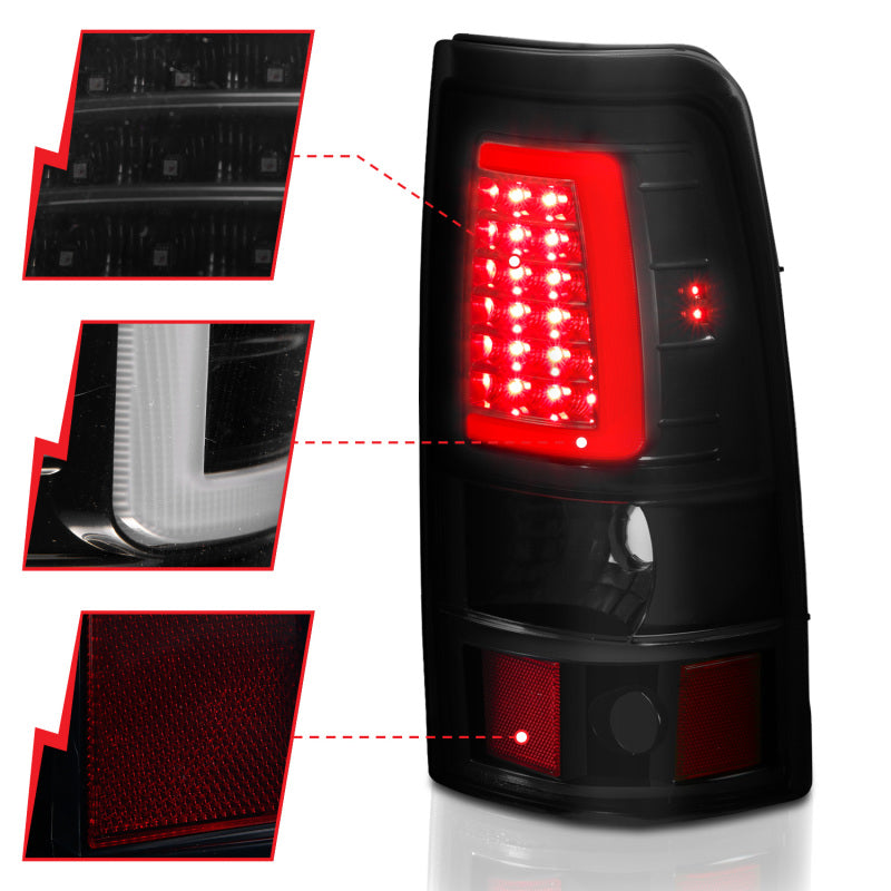 ANZO 2003-2006 Chevy Silverado 1500 LED Taillights Plank Style Black w/Smoke Lens 311334 311334 Photo - Unmounted