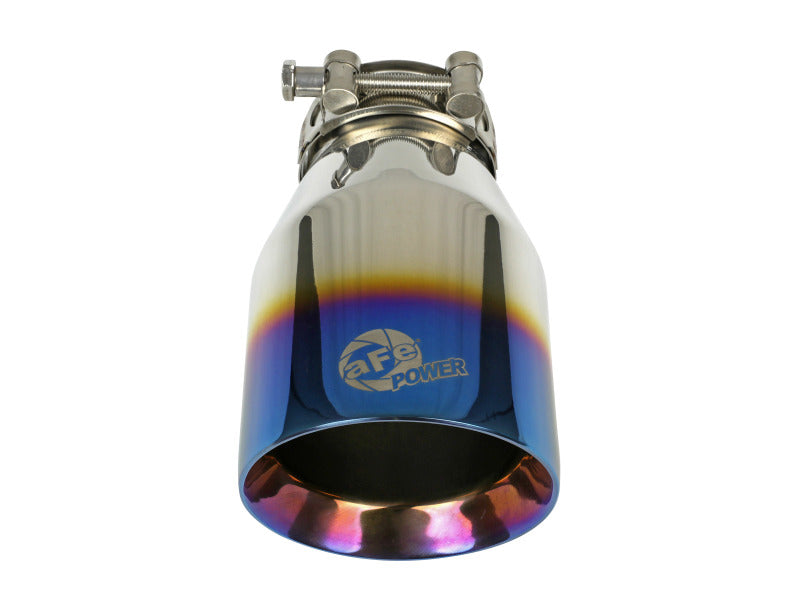 aFe Mach Force XP 304 Stainless Steel Clamp-On Exhaust Tip 2.5in Inlet / 4in Outlet - Blue Flame 49T25404-L071 49T25404-L071 Photo - Unmounted