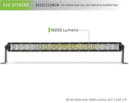 DV8 Offroad 50in Light Bar Slim 250W Spot 5W CREE LED - Black BS50E250W5W BS50E250W5W Product Brochure - a specific brochure describing a Product