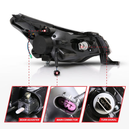 Anzo 2008-2011 Ford Focus Projector Headlights Black 121272 Photo - Unmounted