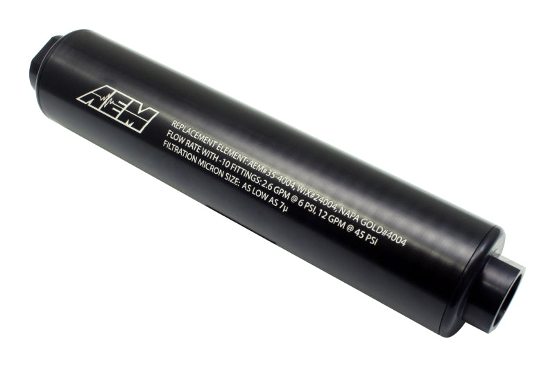 AEM Electronics Black Universal High Flow -10 AN Inline Fuel Filter 25-201BK Photo - Primary