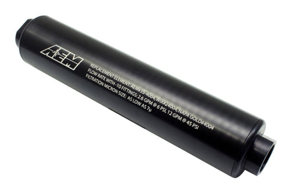 AEM Electronics Black Universal High Flow -10 AN Inline Fuel Filter 25-201BK Photo - Primary